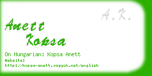 anett kopsa business card